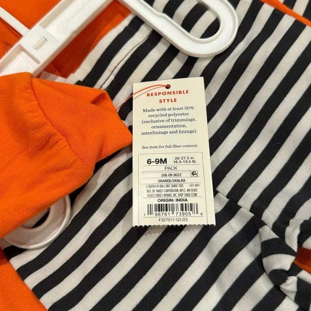 Cat & Jack Halloween Jack-o’-lantern Romper Set Size 6-9M
